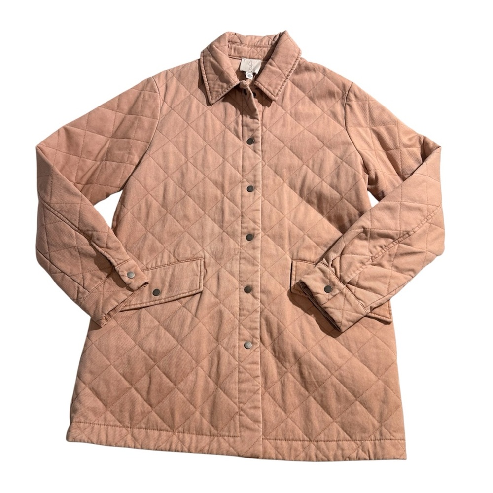 Joie Quilted Jacket Small Blush Snap Front Cotton Utility Coat NWOT